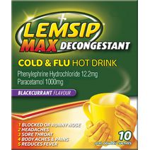 Lemsip Max Cold & Flu Decongestant Hot Drink Blackcurrant 10 Pack